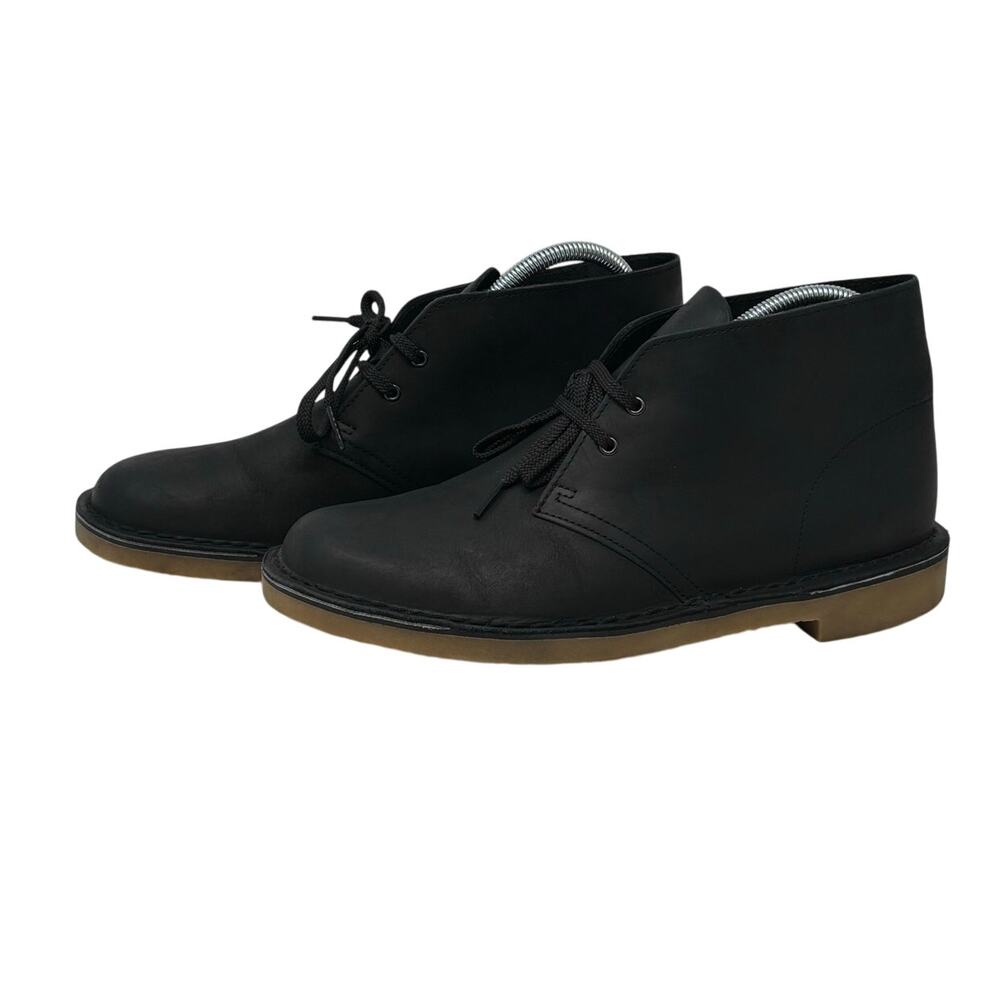 Clarks Bushacre Men's Minimalist Style Chukka Boot Black Leather Size 8.5 M - Picture 2 of 12